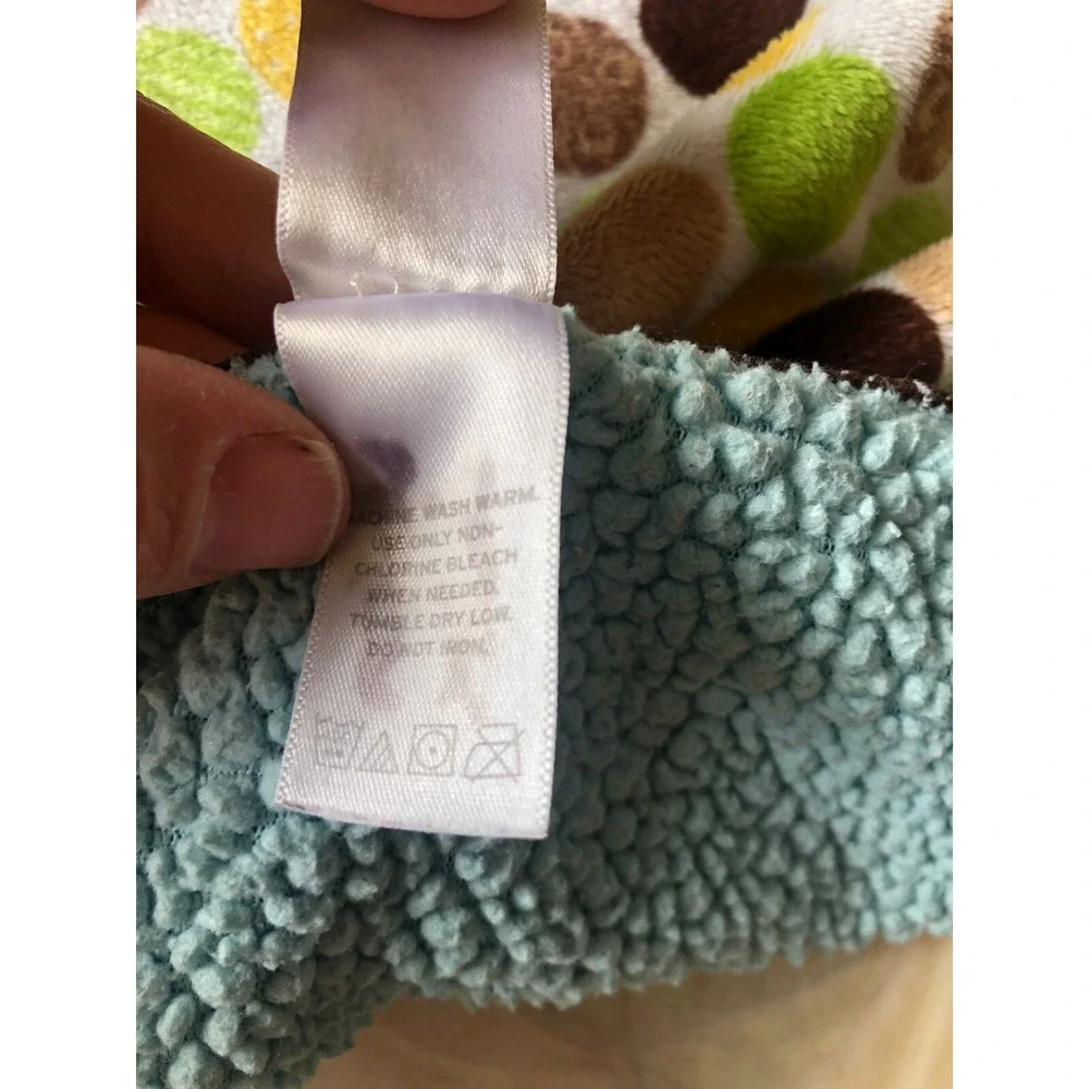 Just‎ One Year Baby Blanket blue green Polka Dots Elephant Bird Blue Sherpa